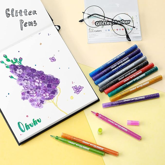 Ohuhu Leahi Stylos à encre gel colorée - Lot de 12 stylos à encre blanche opaque pointe extra fine pour surlignage, Art sur papier noir, Dessin, Croquis, Création d’albums, Illustration