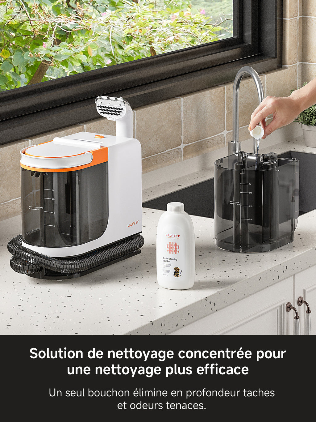 UWANT B300pro Machine de nettoyage de moquette portable, aspiration puissante de 18 kPa pour les taches d'animaux, fonction d'auto-nettoyage