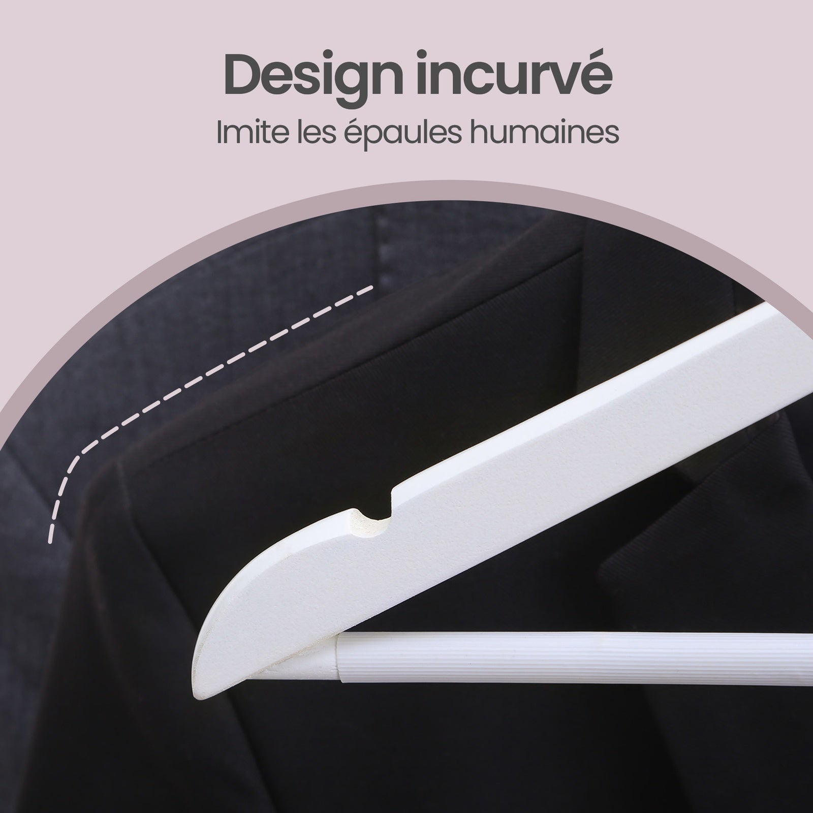 JOYFURNOS Cintres en Bois Blanc & Argent (Lot de 20) – Encoches sur les Épaules, Crochet Pivotant à 360°, Barre Antidérapante pour Pantalons – Parfait pour Costumes, Chemises & Manteaux