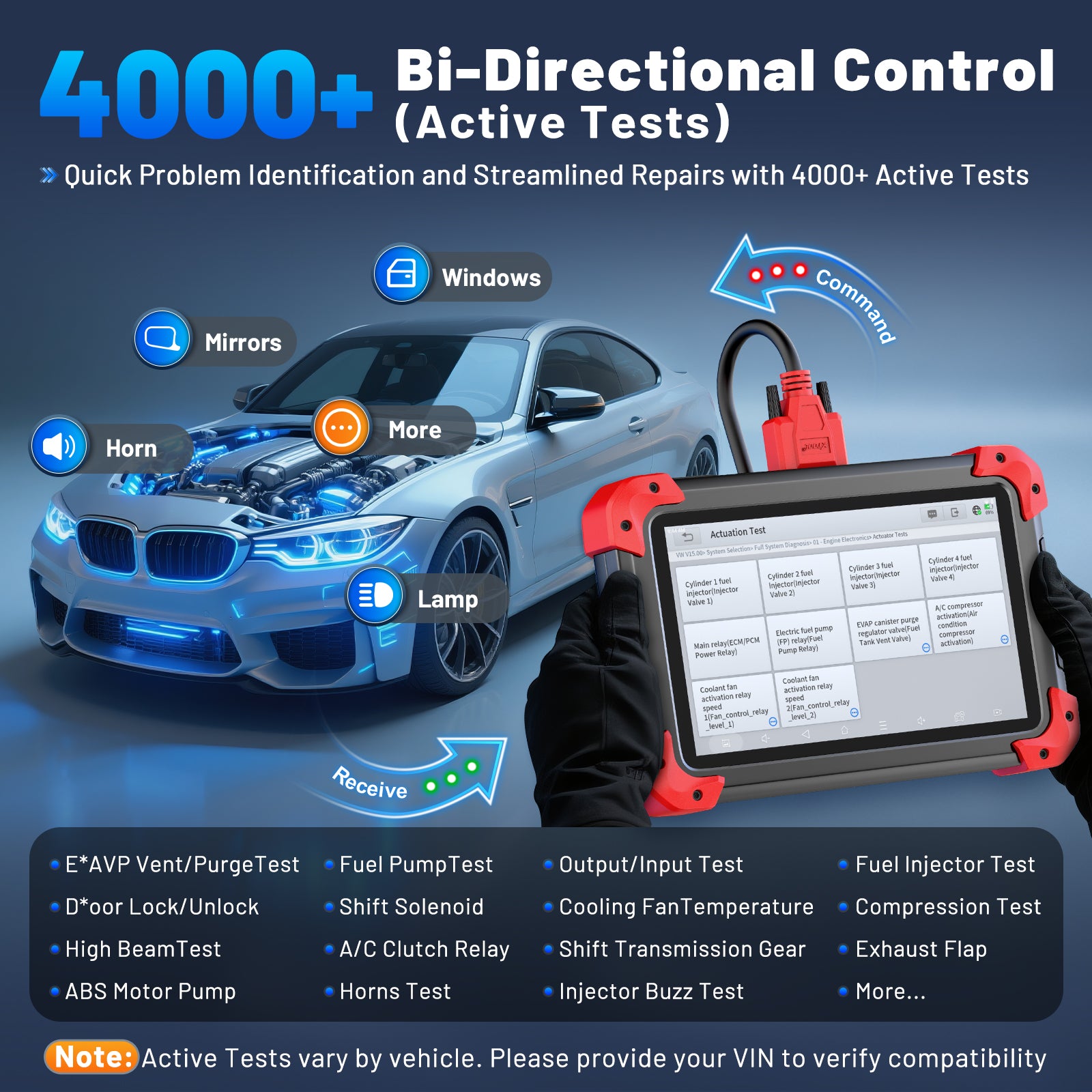 xtool D7 Outil de scan bidirectionnel, 39+ réinitialisations, Scanner OBD2 de codage ECU | Assisté par l'IA, Scanner de voiture complet avec EPB, Test d'injection, Accélérateur