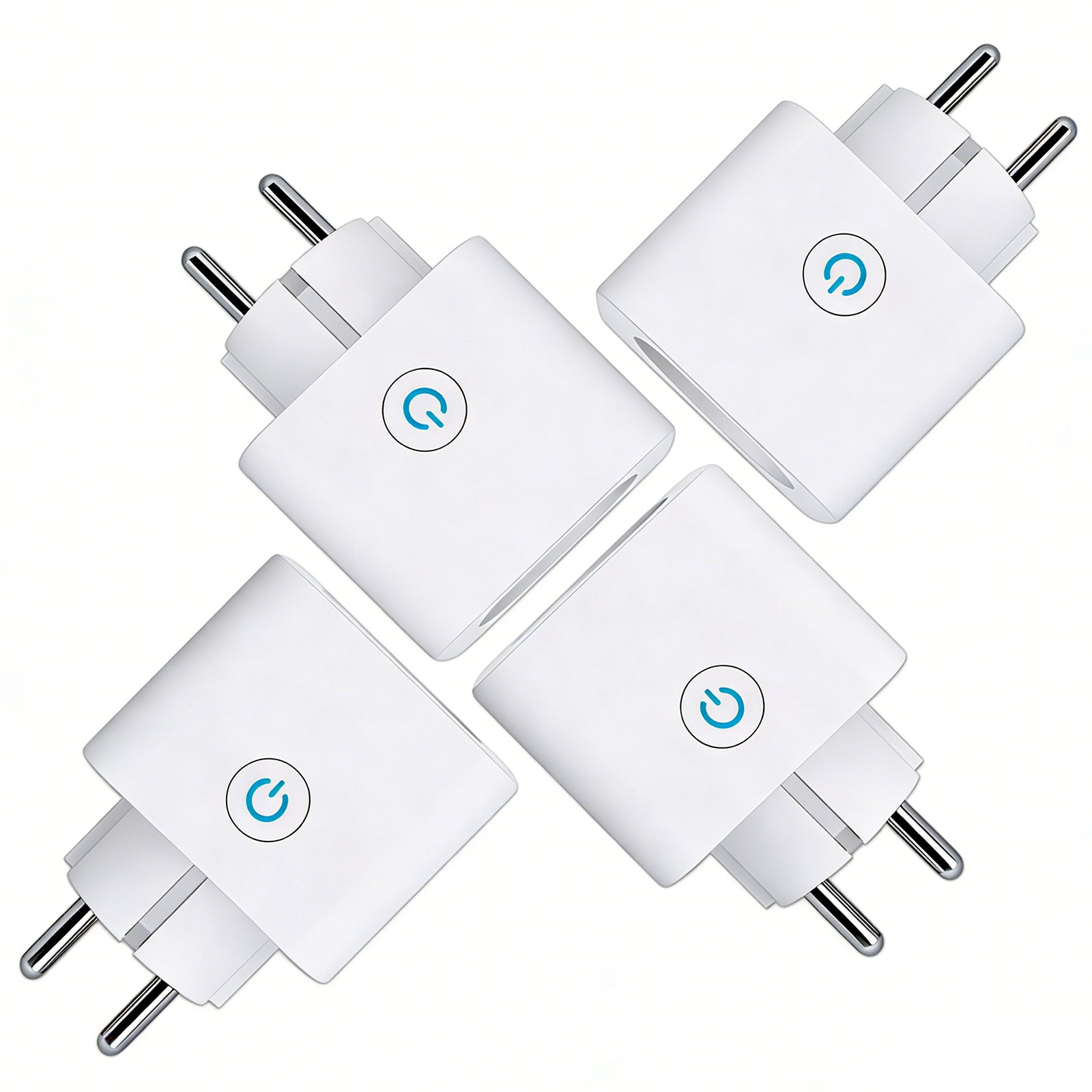 Antela Lot de 4 prises connectées WLAN 16 A avec mesure de la consommation d'énergie, compatible avec Alexa/Google Home, sécurité enfant, application Smart Life, 2,4 GHz et 3680 W