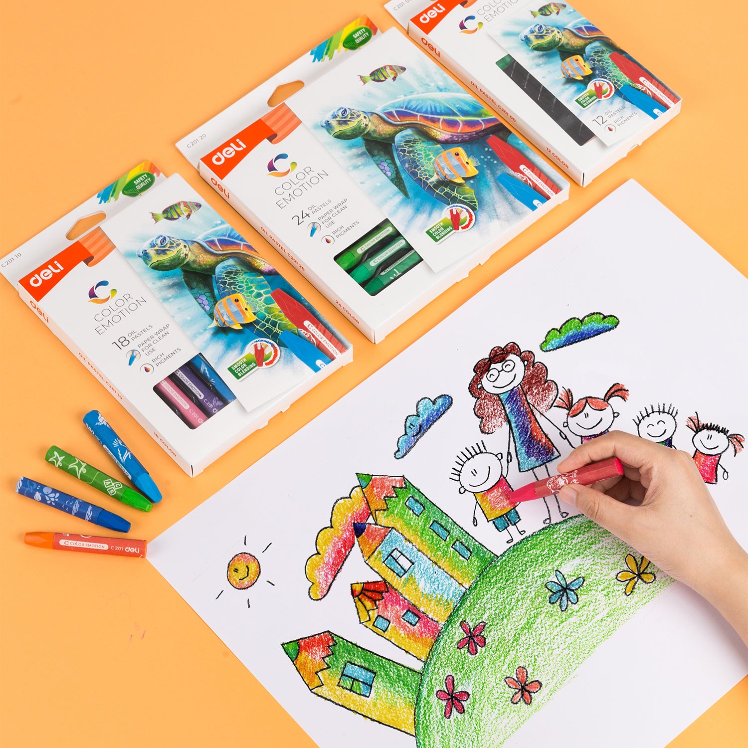 Deli Coffret de 24 pastels à l'huile