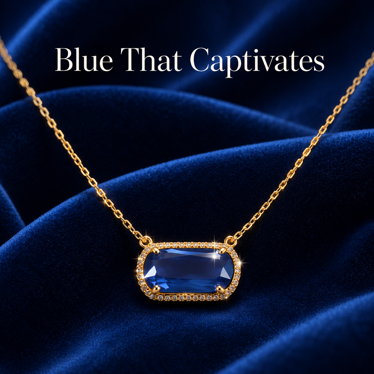 Collier VoxorAI hypoallergénique en pierre naturelle, collier en zircon, pendentif en cristal, chaîne clavicule, toutes saisons, bleu "