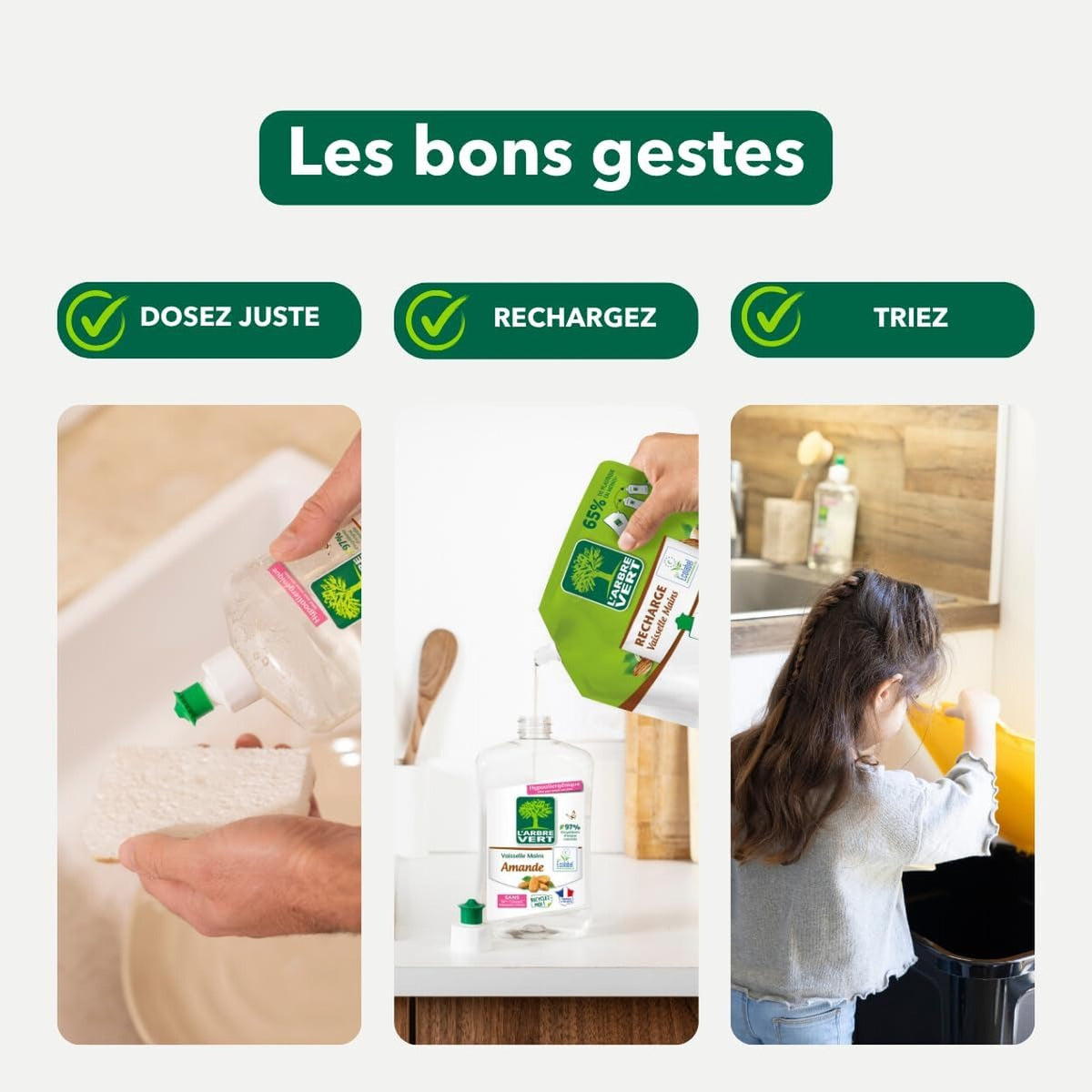 L'Arbre Vert Liquide Vaisselle Hypoallergénique pour Peaux Sensibles & Biberons 4 x 750 ml (= 3 L)