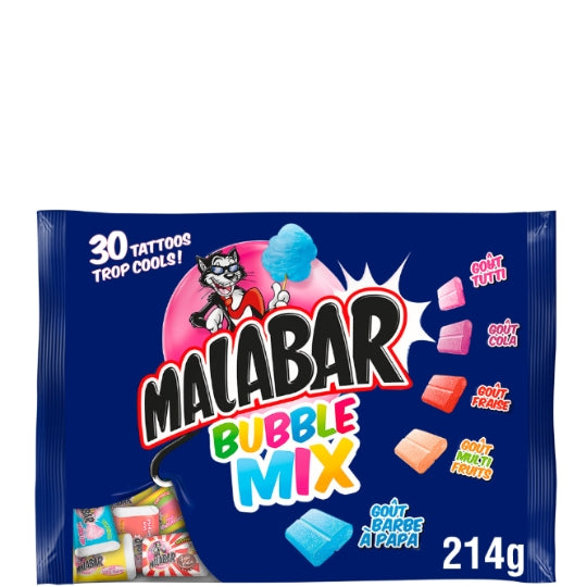 MALABAR Bonbons bubble mix chewing gum Le sachet de 214G
