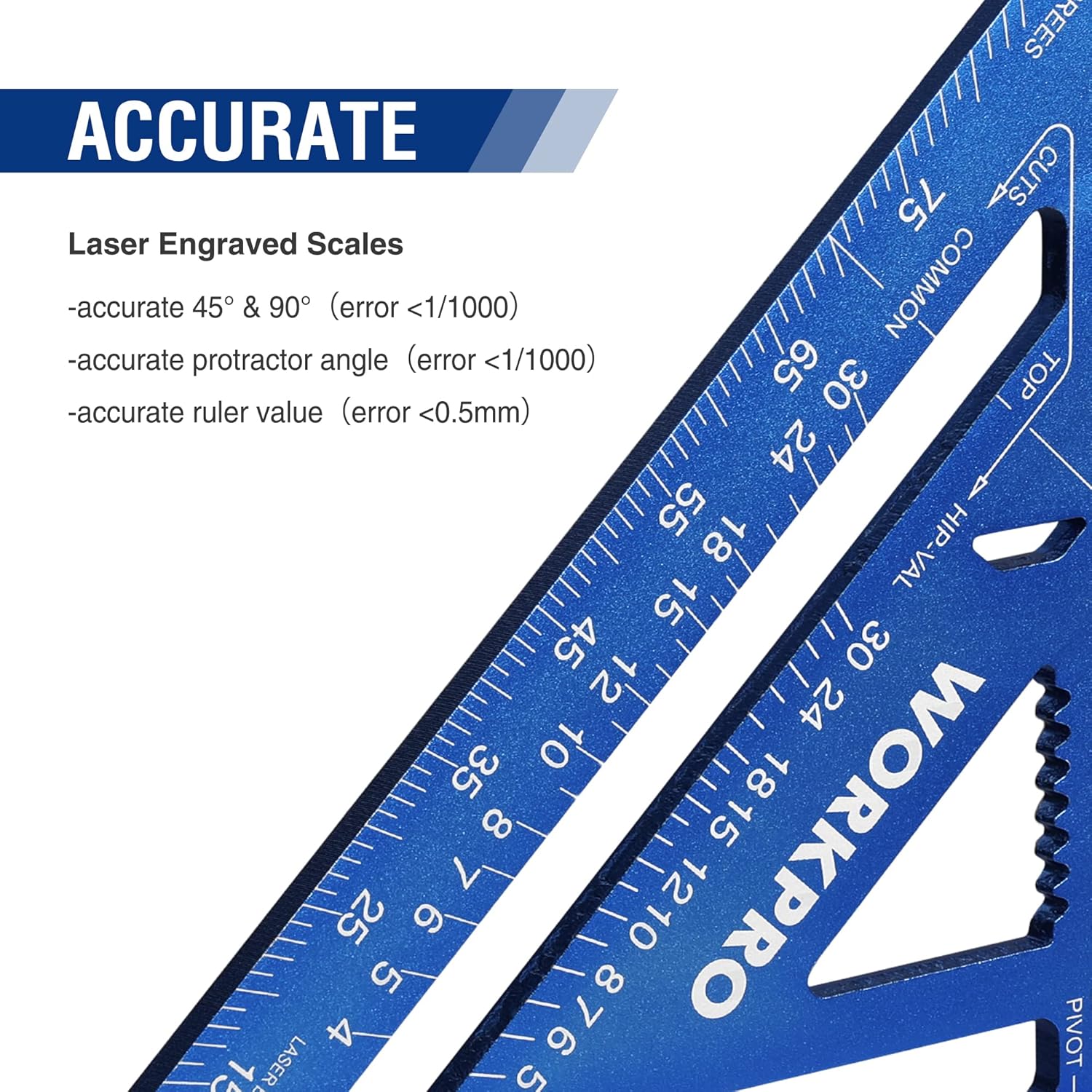 WORKPRO Équerre à 90° en aluminium 180 mm, outil de mesure pour menuisier