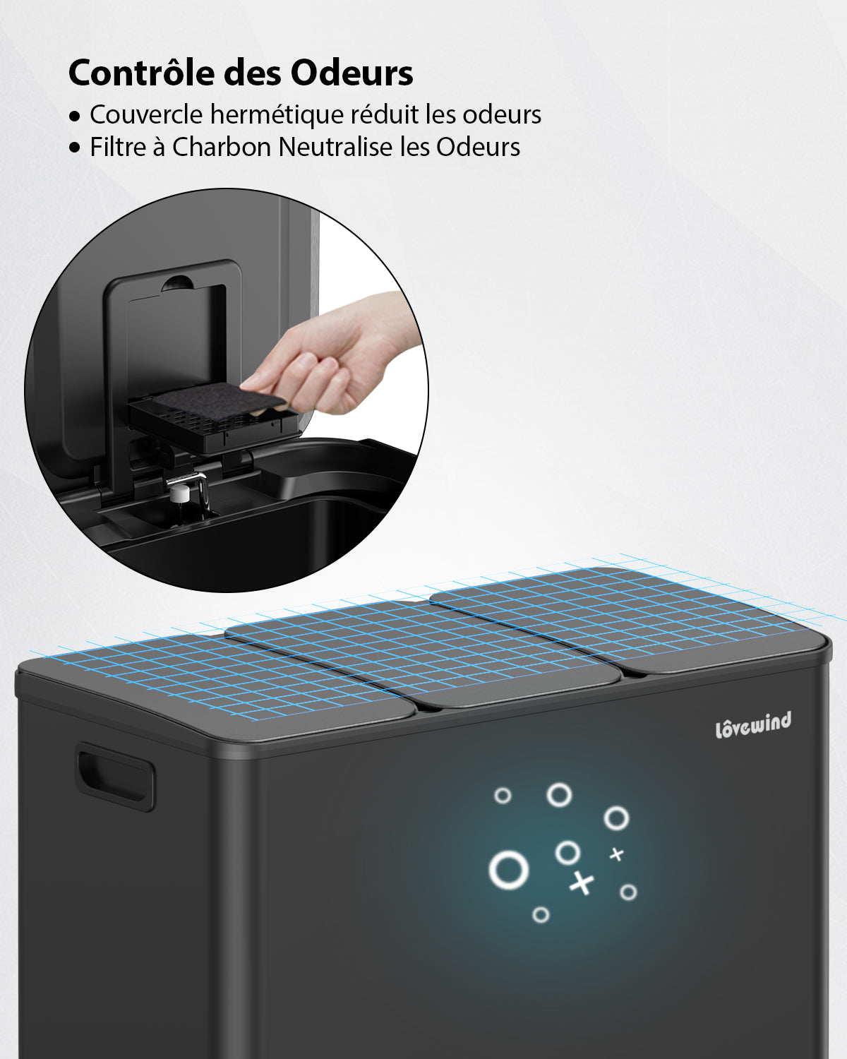 Poubelle de cuisine 60 L (3 x 20 L) en acier inoxydable, poubelle et bac de recyclage combinés avec couvercle à fermeture douce, poubelle à pédale à double compartiment pour recyclage, noir