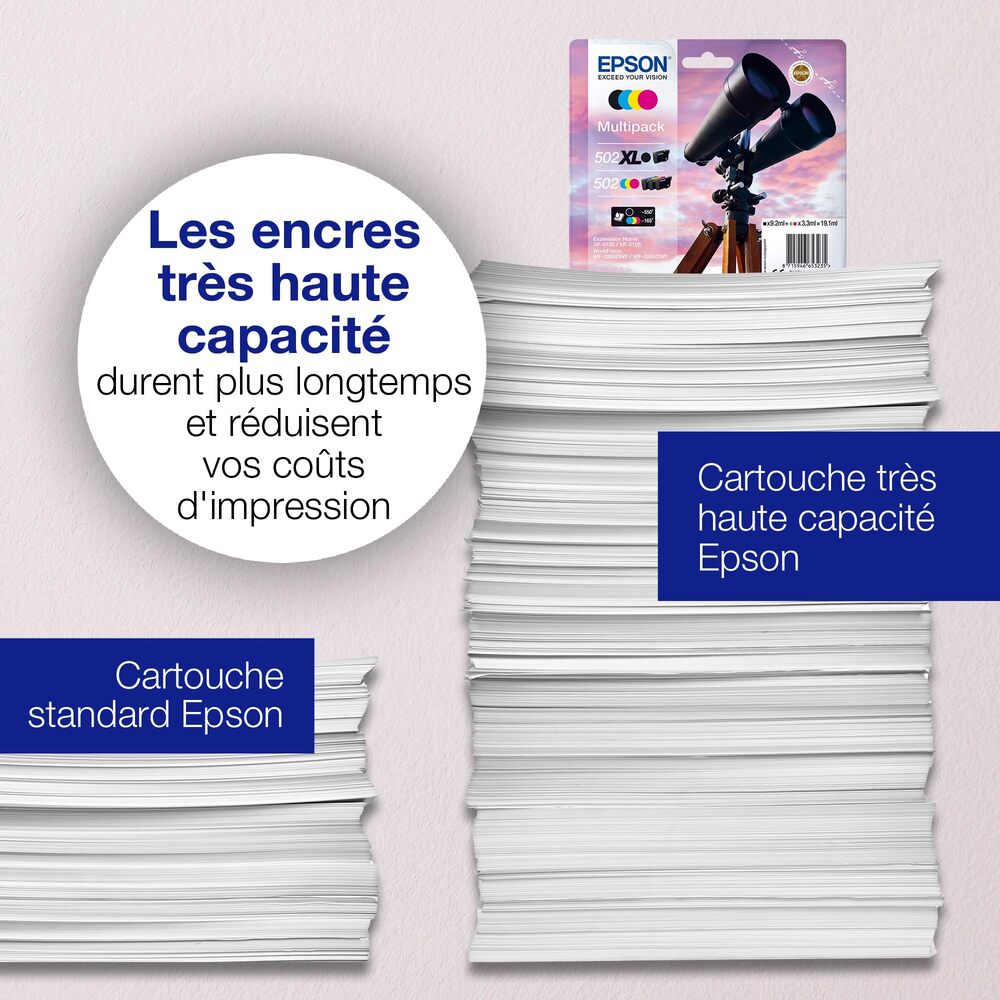 Lot de cartouches d’encre 4 couleurs 502 Étoile de mer Noir Cyan Magenta Jaune