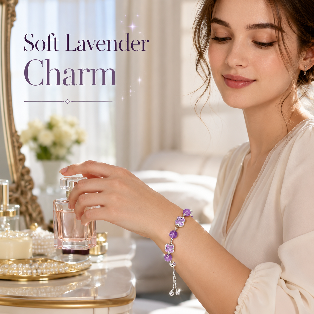VoxorAI L8 Bracelet, Bracelet en améthyste naturelle, Création originale faite main à faire soi-même, Bracelet en cristal tendance et haut de gamme
