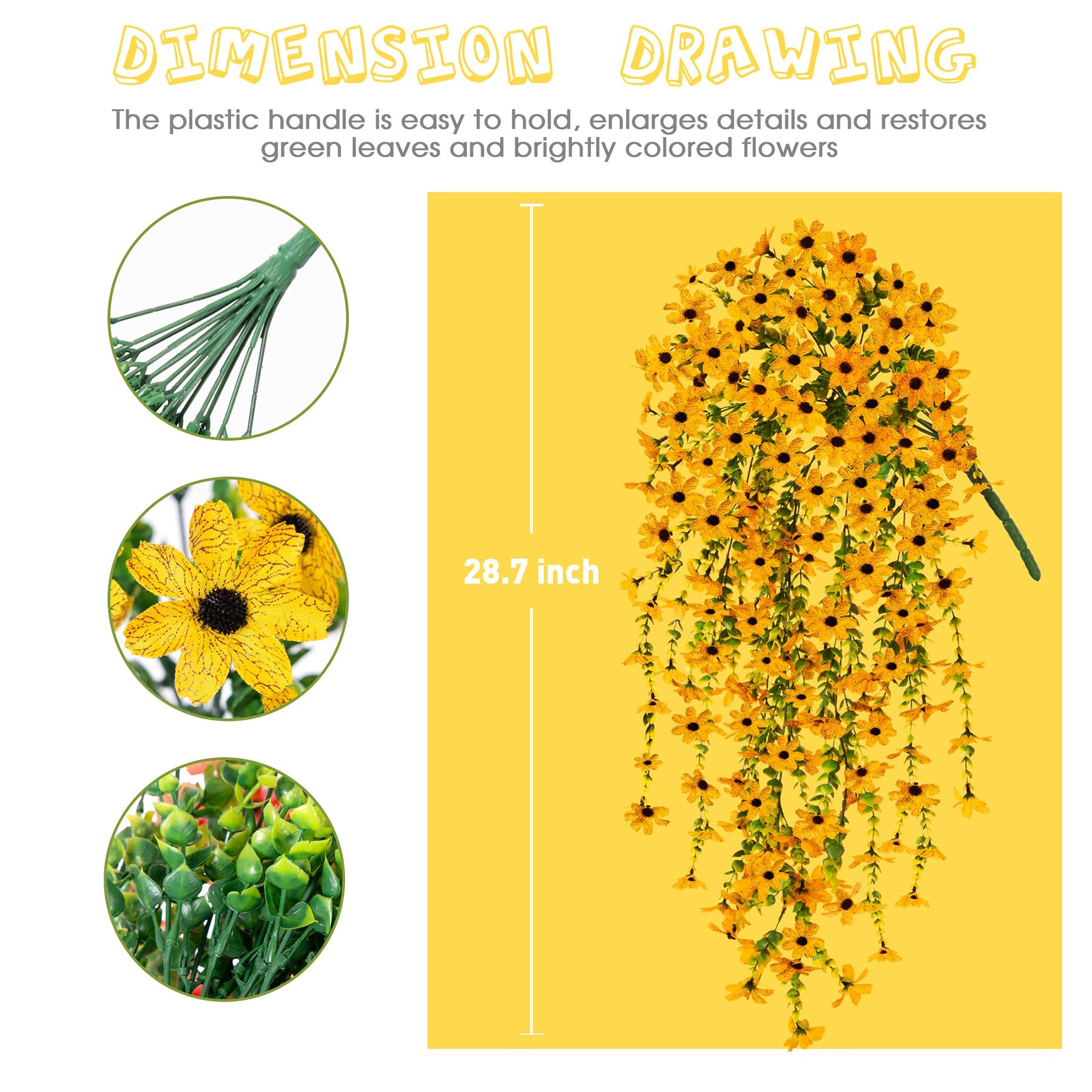 4 Pièces 28,7 in / 72,8 cm Fleurs Artificielles Suspendues pour Extérieur Décoration de Faux Plantes