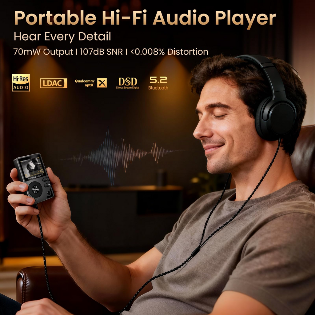 HIFI WALKER H2 Lecteur audio numérique 64 Go - Noir