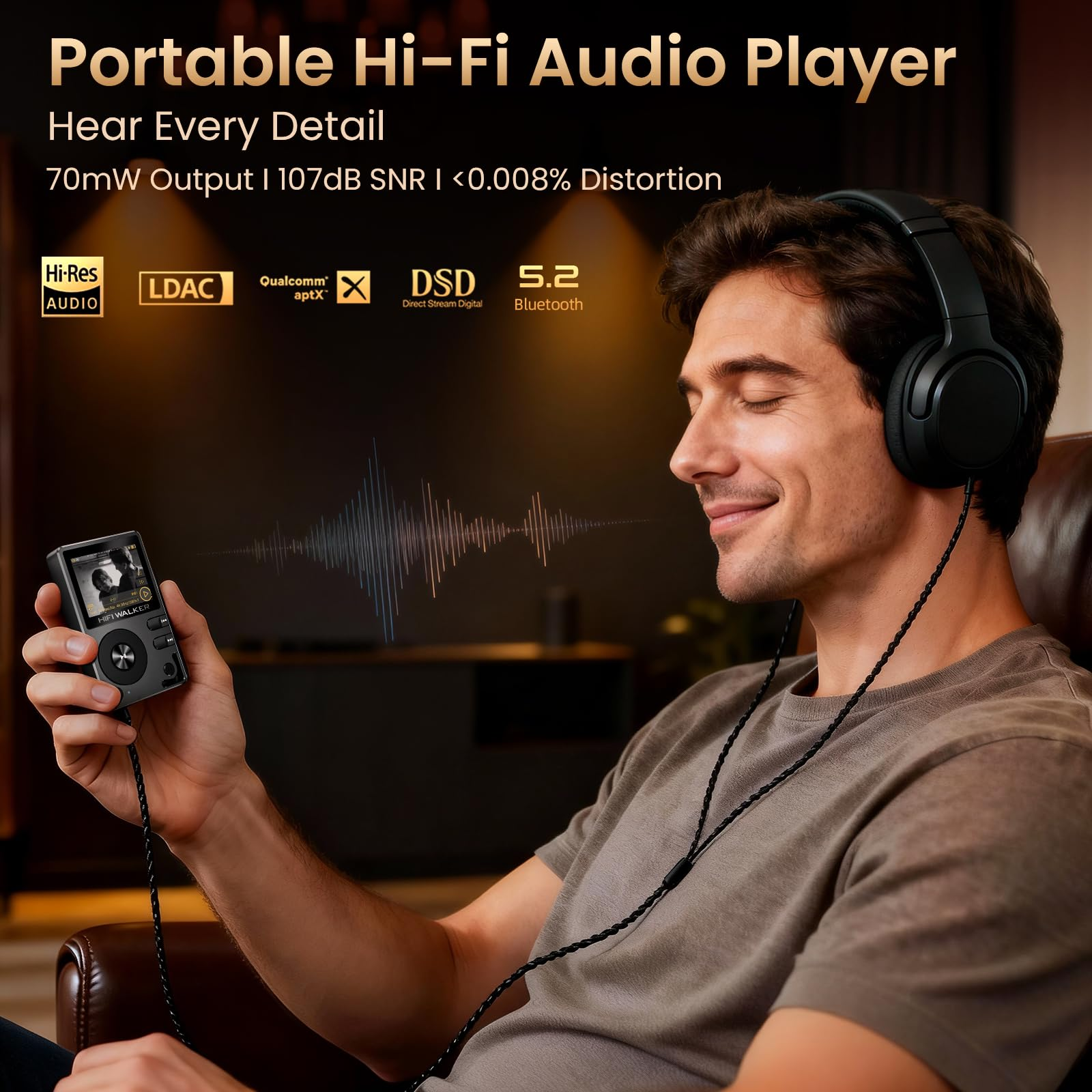 HIFI WALKER H2 Lecteur audio numérique 64 Go - Noir