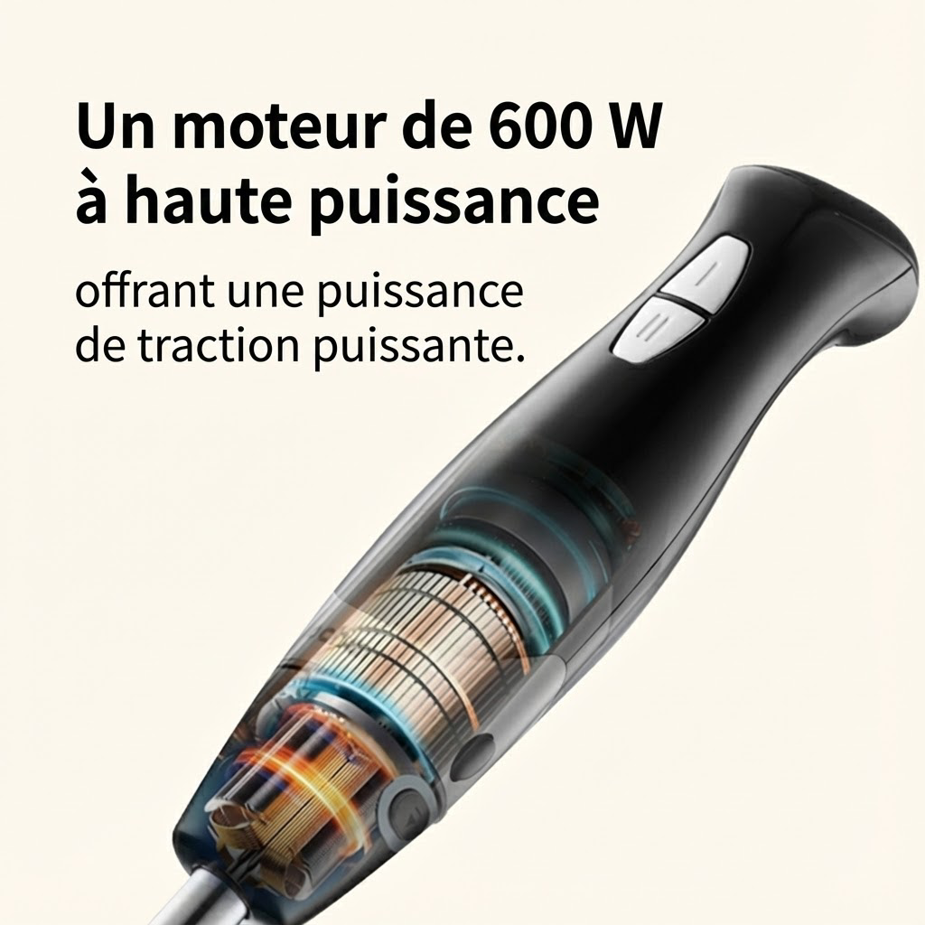 ochama Mixeur Plongeant 600W, 4-en-1 avec Fouet, Hachoir, 2 Vitesses, Monte Œufs et Crème, Nourriture Bébé, Soupe, Purées, Amovible et Facile à Nettoyer, Bol 500ml + Gobelet Doseur 800ml