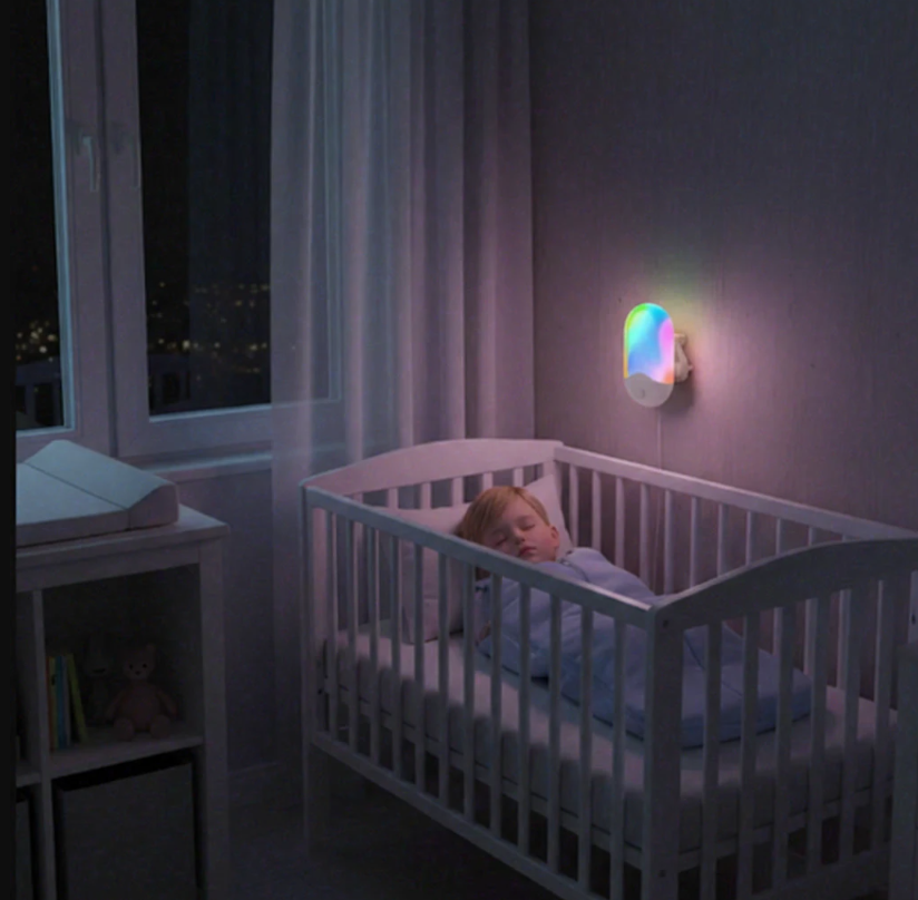 Lichty Veilleuse RGB télécommandée, 7 couleurs, SMD LED, 0,5 W, 110–220 V, ABS + métal, fonction de minuterie, pour chambre et chambre d’enfant
