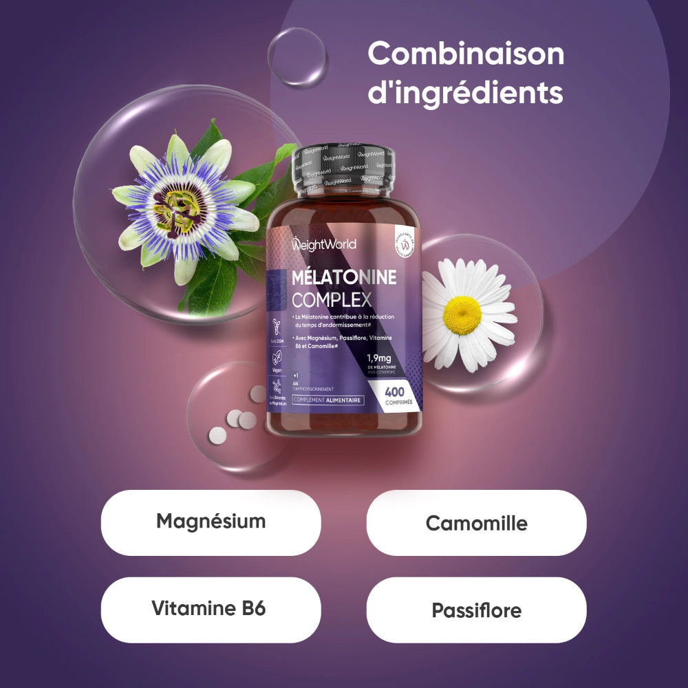 WeightWorld Complexe de mélatonine 1,9 mg 400 comprimés