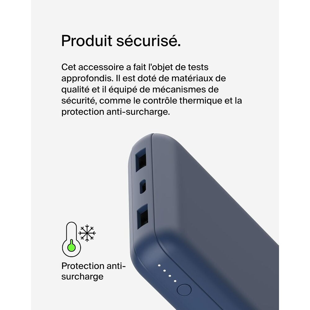 Belkin BoostCharge Batterie externe USB-A/USB-C 15 W - Bleu