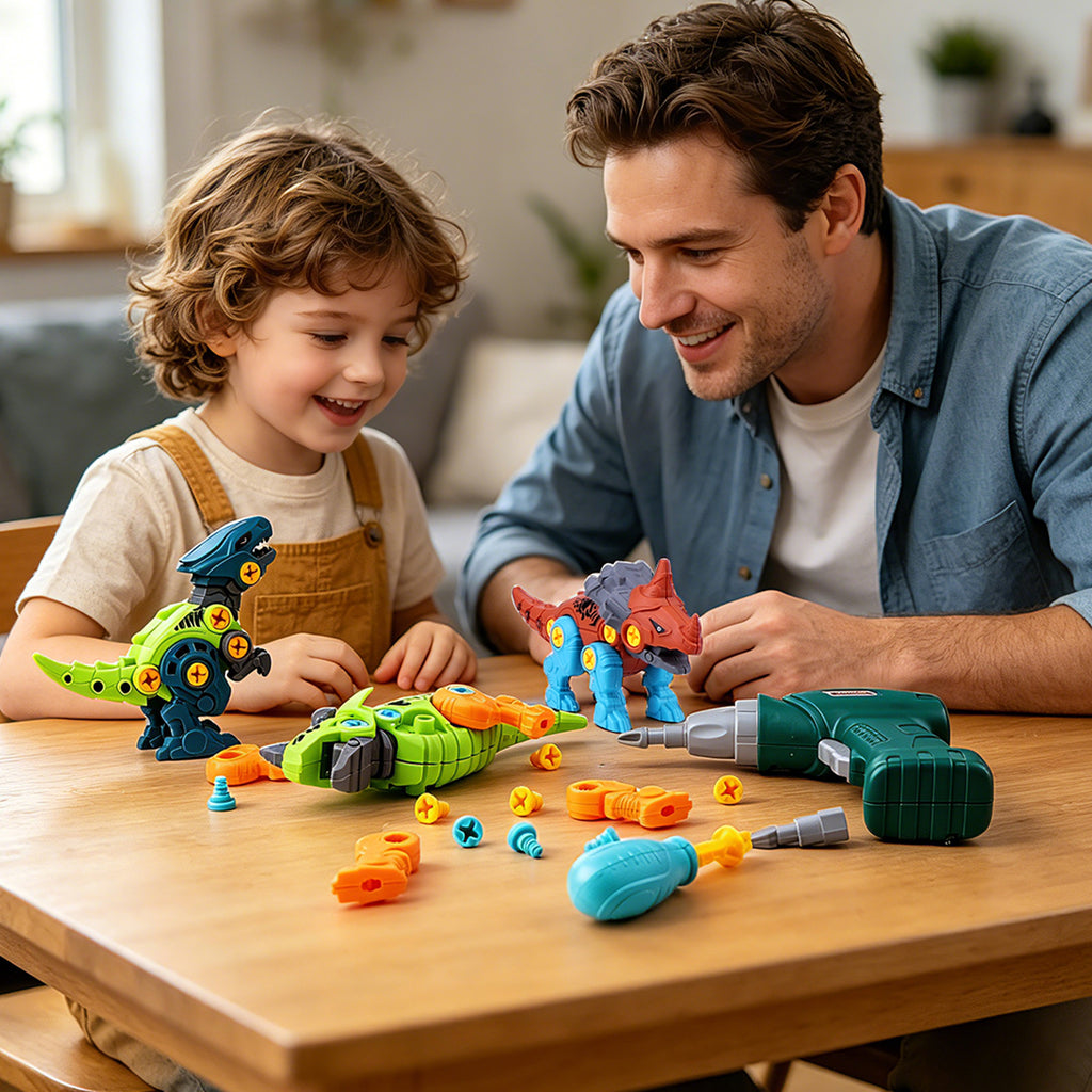 Jouets de dinosaures à démonter pour enfants avec boîte de rangement Set de construction DIY perceuse électrique Éducatif STEM pour garçons et filles 3 ans et plus