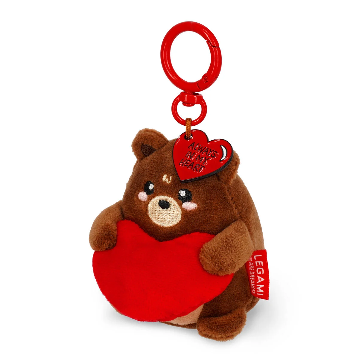 Legami Porte-clés en peluche, Super doux, Mini, Ours en peluche toujours dans mon cœur, 11 cm