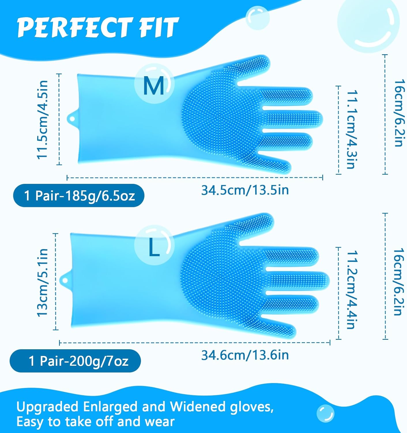 Pecute Gants de toilettage pour animaux, Résistants à la chaleur, Gants de bain et de massage à cinq doigts en silicone pour chiens et chats, Picots haute densité