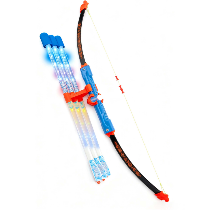Grand ensemble arc et flèches lumineux à fibre optique, kit de tir à l’arc jouet pour enfants, matériau durable ABS+PP
