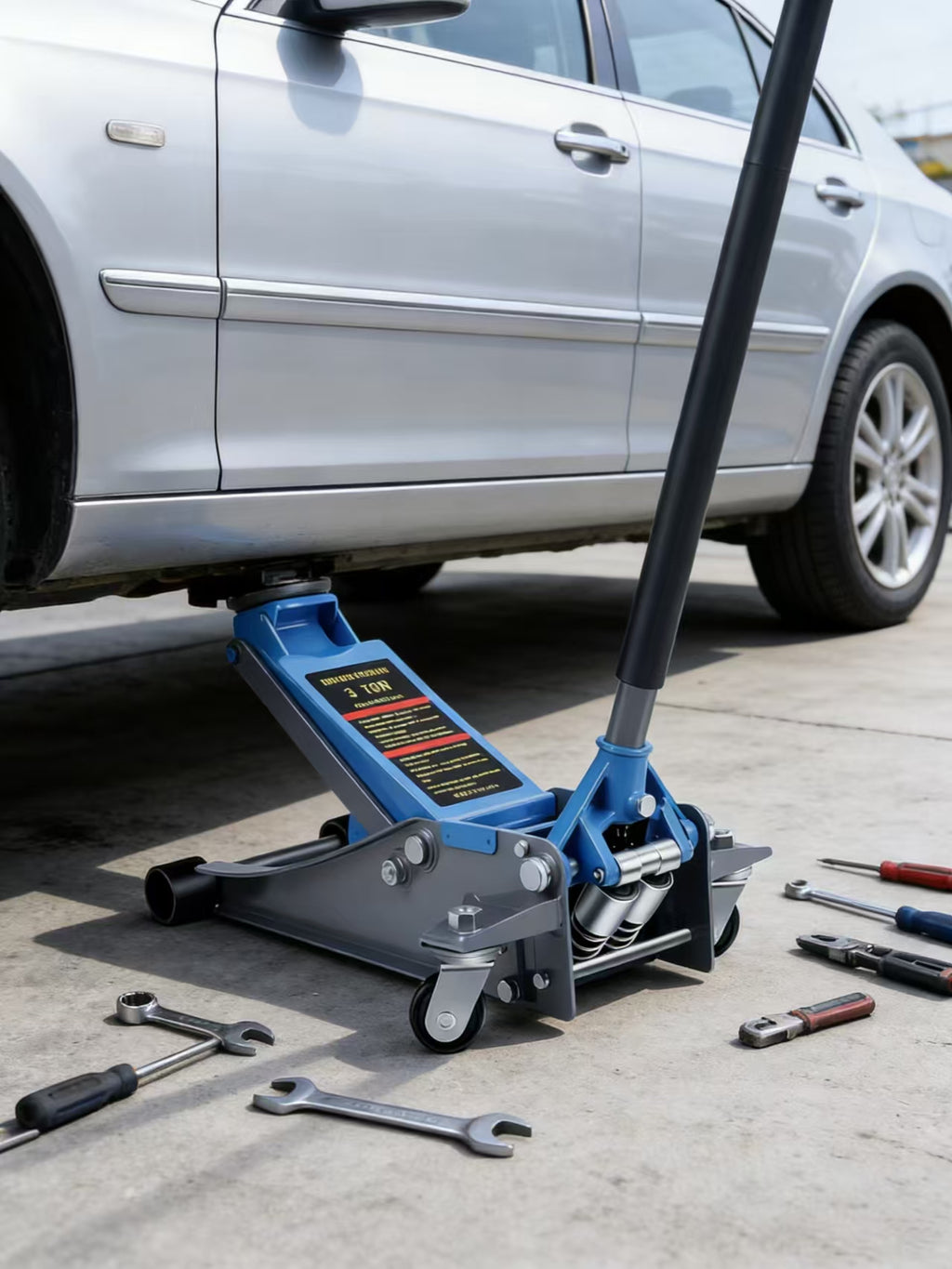LARBANKE Cric rouleur hydraulique bas pour voiture 3 tonnes, Construction durable en aluminium et acier, Cric rouleur avec système à double pompe pour levage rapide, Capacité 6600 lb