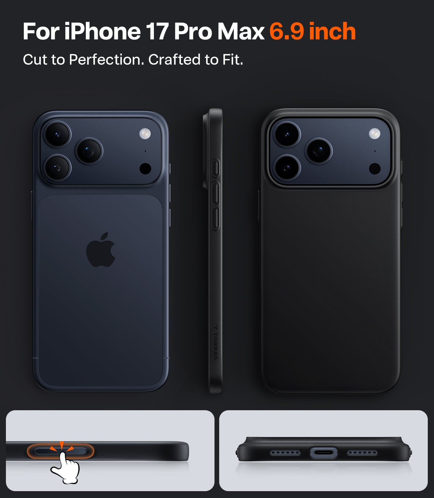 TORRAS Série SlimFit-Mag - Coque de téléphone pour iPhone 17 Pro - Noir