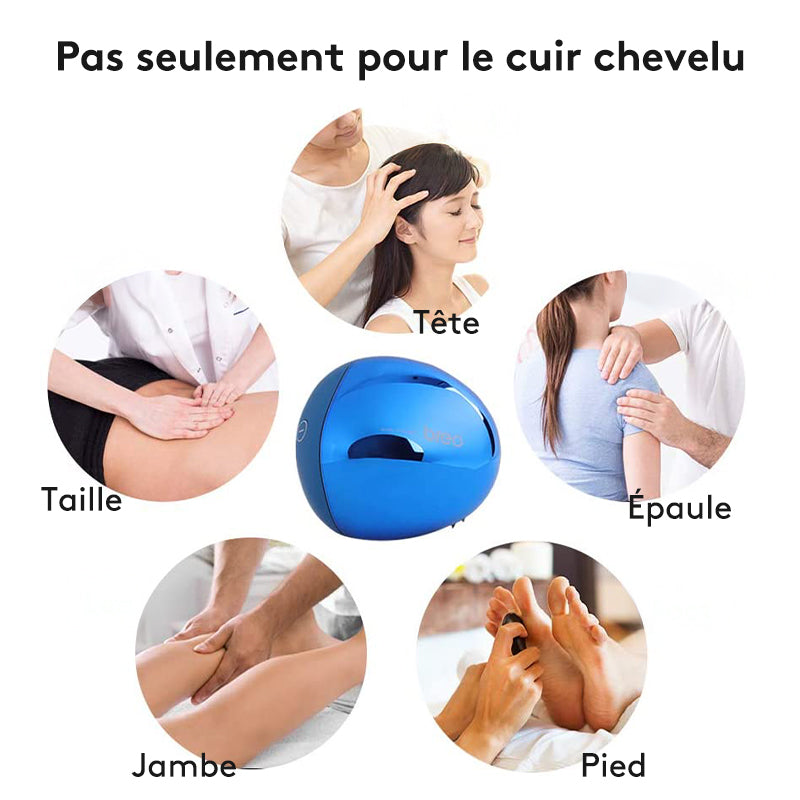 BREO Scalp Mini - Appareil de massage électrique pour la tête, peigne à griffes, étanche pour douche, portable IPX7, sans fil, massage crâniel, soins capillaires, massage pour animaux, cadeau d'anniversaire