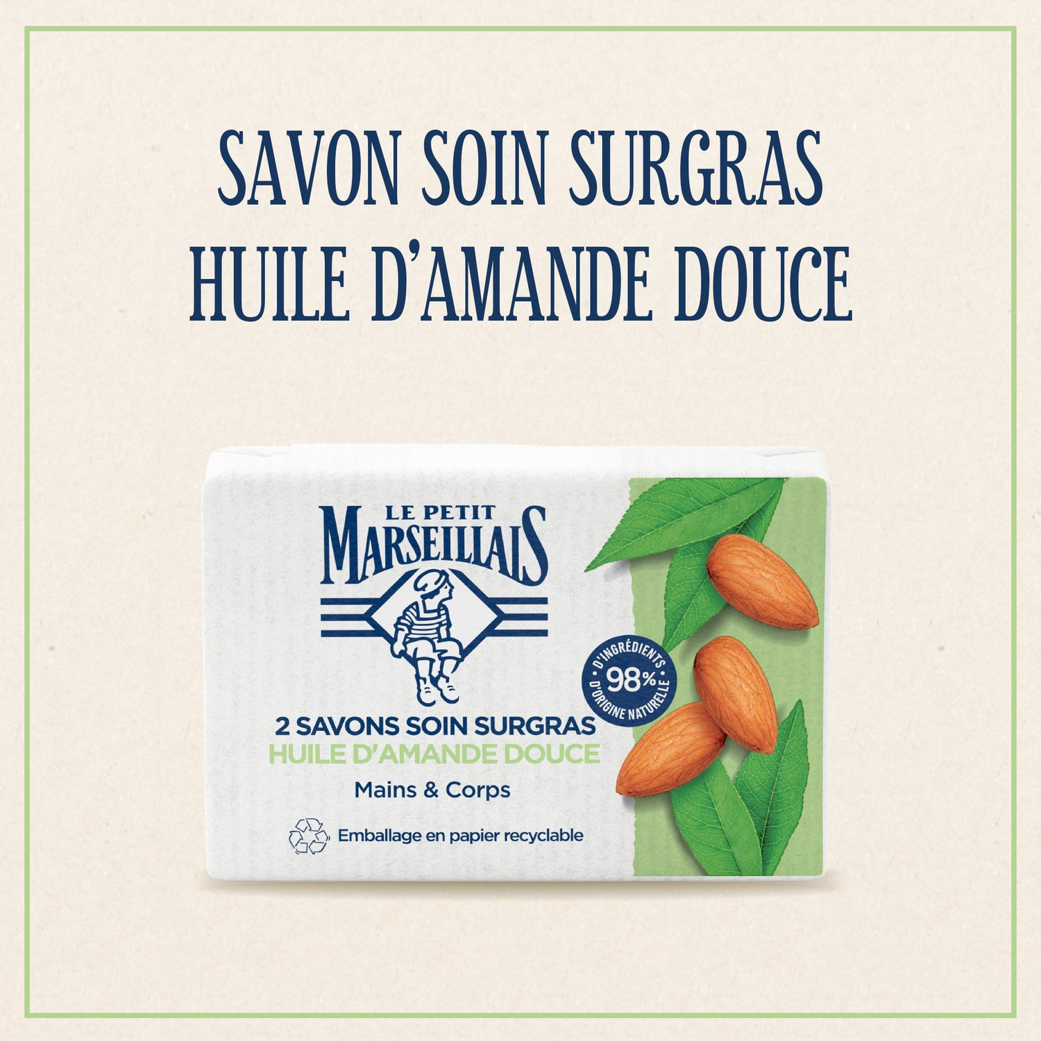 LE PETIT MARSEILLAIS Savon amande douce 2x100g
