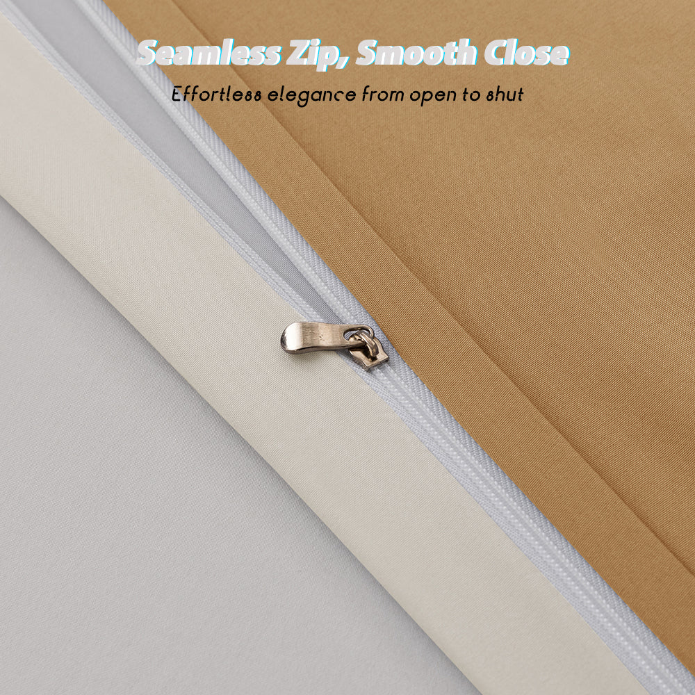 MENDALE Parure de lit premium - Housse de couette 260 x 240 cm avec taie d'oreiller 65 x 65 cm - Microfibre brossée douce - Marron et Jaune