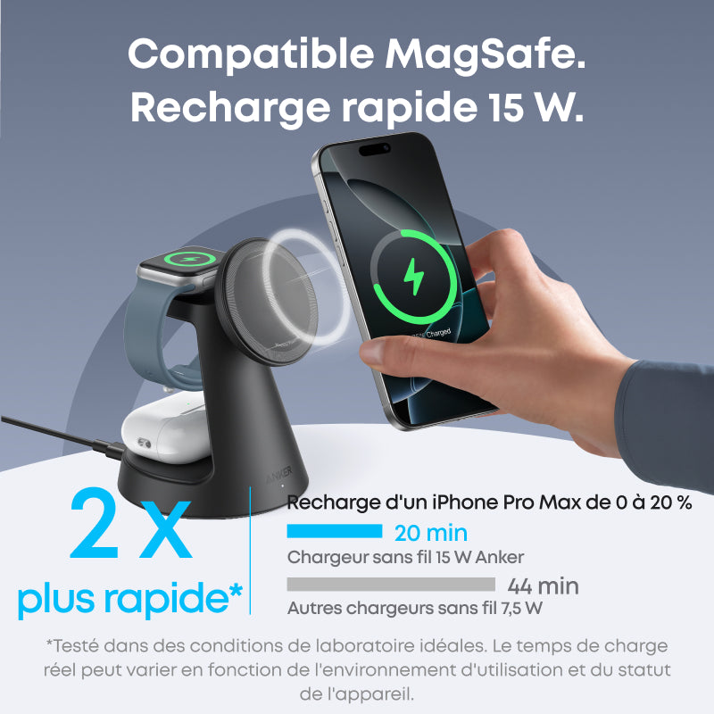 Anker MagGo Station de charge sans fil 3-en-1 support dock Kit câble et chargeur - Europe (hors prise UK) Golden 1