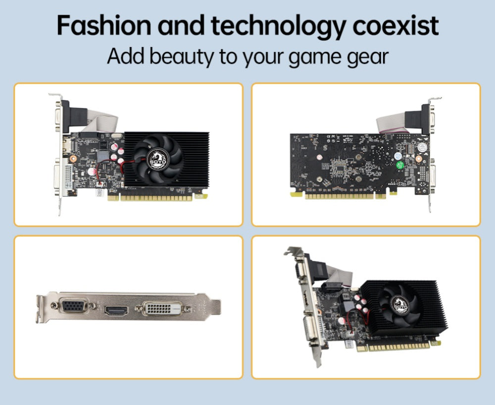 SOYO GT740 4 Go DDR3 Carte graphique gaming - NVIDIA Geforce GT740, PCIe 3.0 16x, Ports VGA DVI, Idéal pour le jeu & le multimédia, Carte graphique gaming | Design esthétique | Carte de jeu durable
