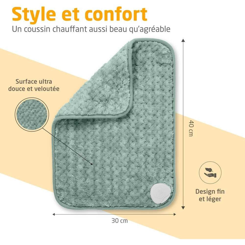 medisana HP 517 Coussin chauffant, Vert, Ultra-doux, 4 niveaux de chaleur, Arrêt automatique