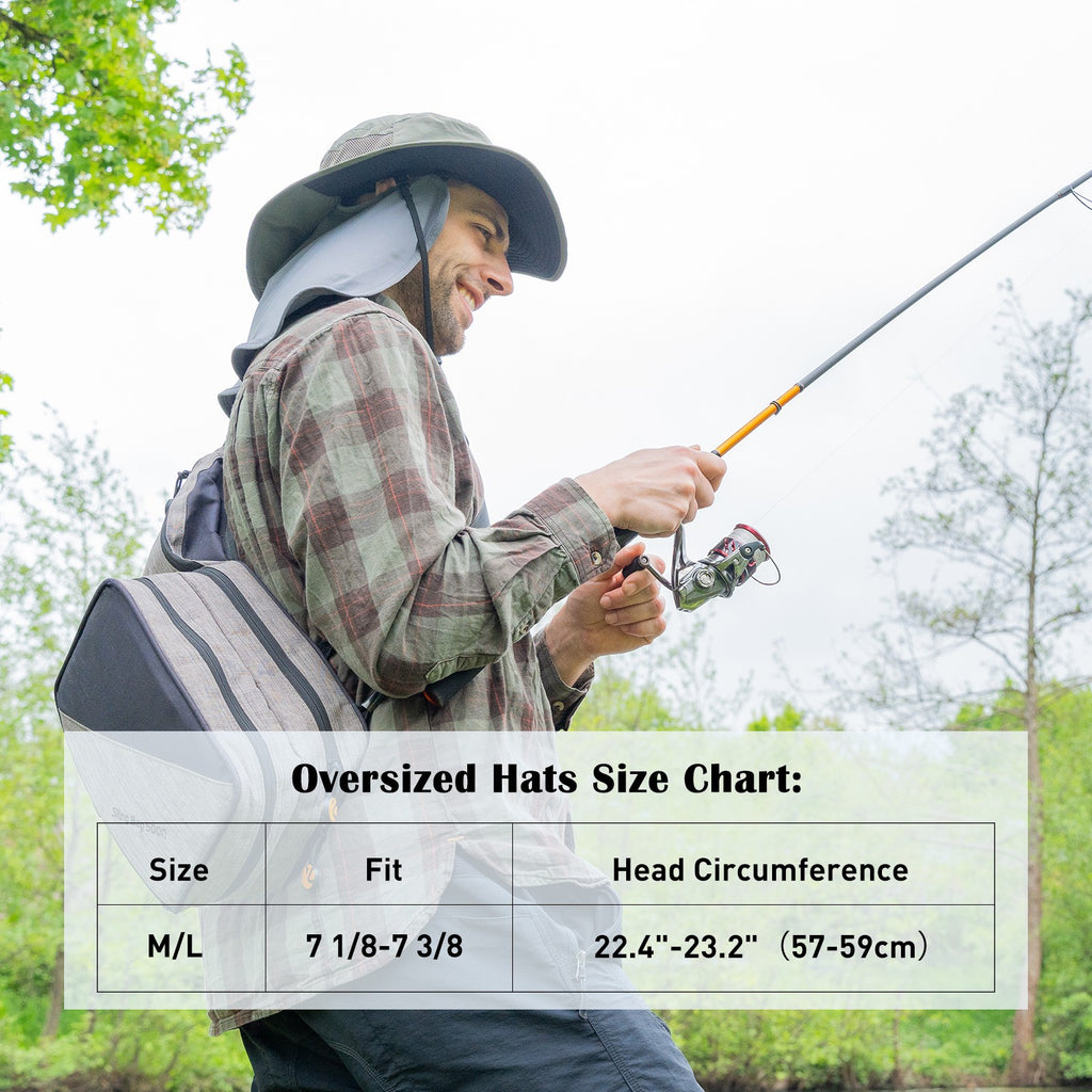 TOP-EX Chapeau de pêche pour homme avec protection UV, couvre-nuque à effet froid, emplacement pour lunettes, bords larges, taille M/L - Navy