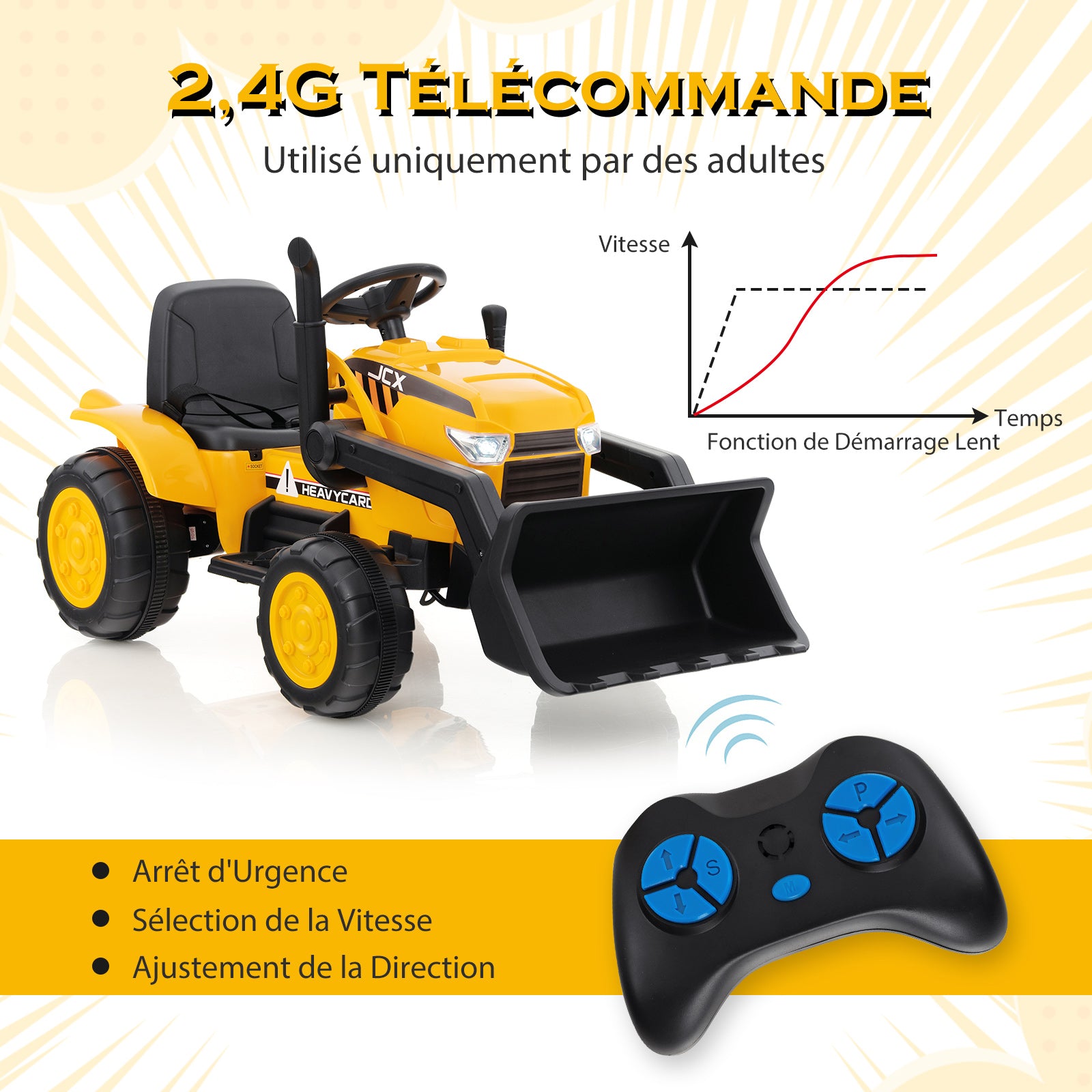 Costway Jouet pelleteuse mobile pour enfants avec godet réglable, 3-8 ans, Jaune