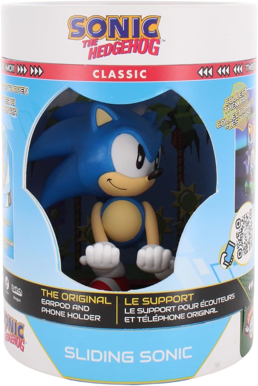 Cable Guys Sonic The Hedgehog Figurine Holdem Sliding Sonic - Support écouteurs, smartphone ou petit accessoire - 11 cm