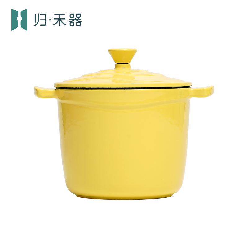 Pot pour aliments pour bébés en fonte émaillée, mini faitout multifonction pour 1 personne pour bouillie et soupe, compatible avec les plaques à induction, hot pot pour 1 personne