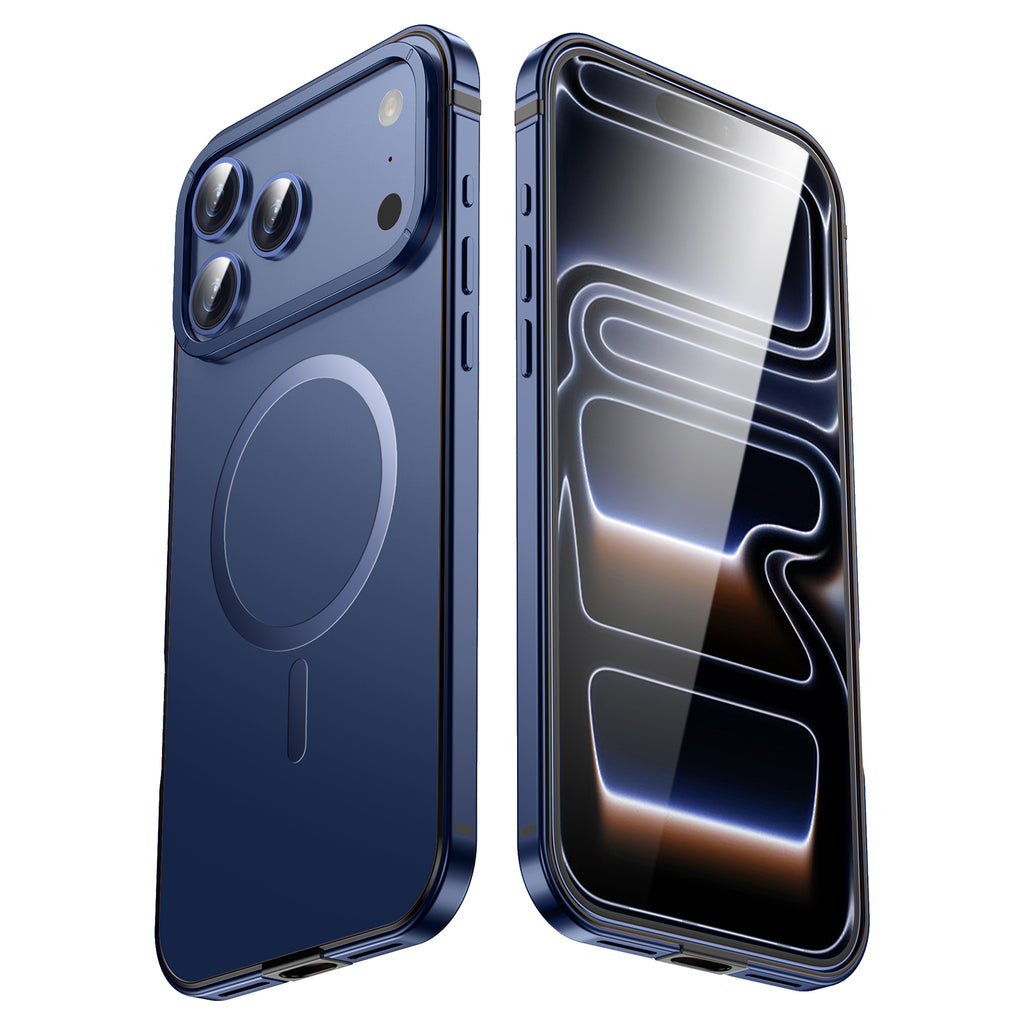 IM-CHEN Coque pour iPhone 17 Pro Max, cadre en alliage, couleur d’origine, version magnétique MagSafe, bleu, 1 pièce