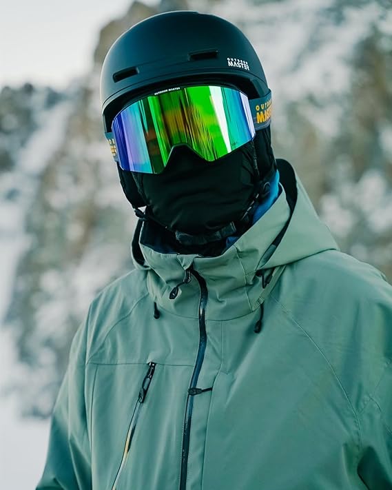 OutdoorMaster Kit masque de ski Falcon Zeiss, monture noire, verre vert uniforme ML 18 %, adultes