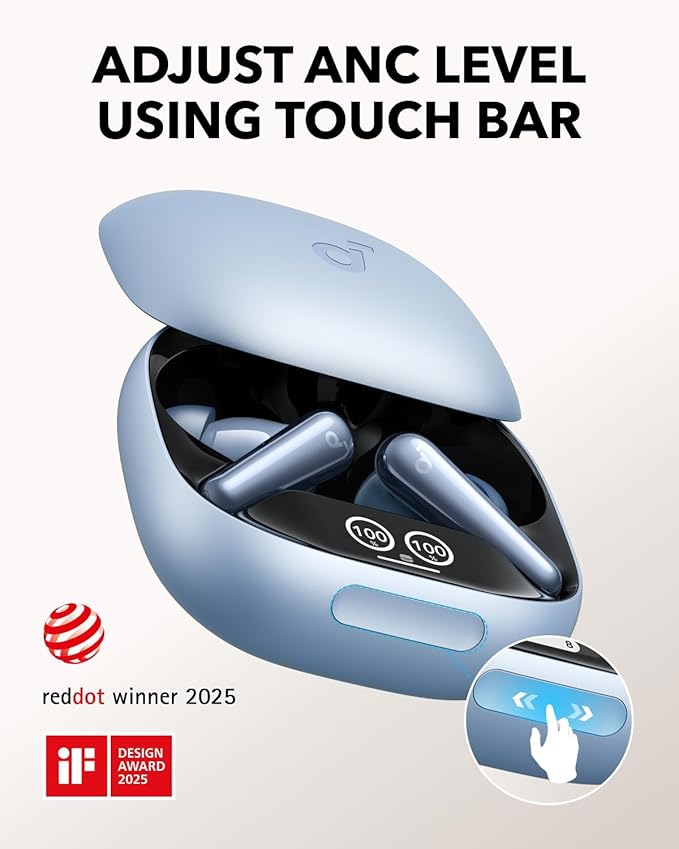 soundcore Liberty 4 Pro par Anker, Écouteurs sans fil à réduction de bruit, Réduction de bruit adaptative en temps réel à 7 capteurs, Charge 2 fois plus rapide