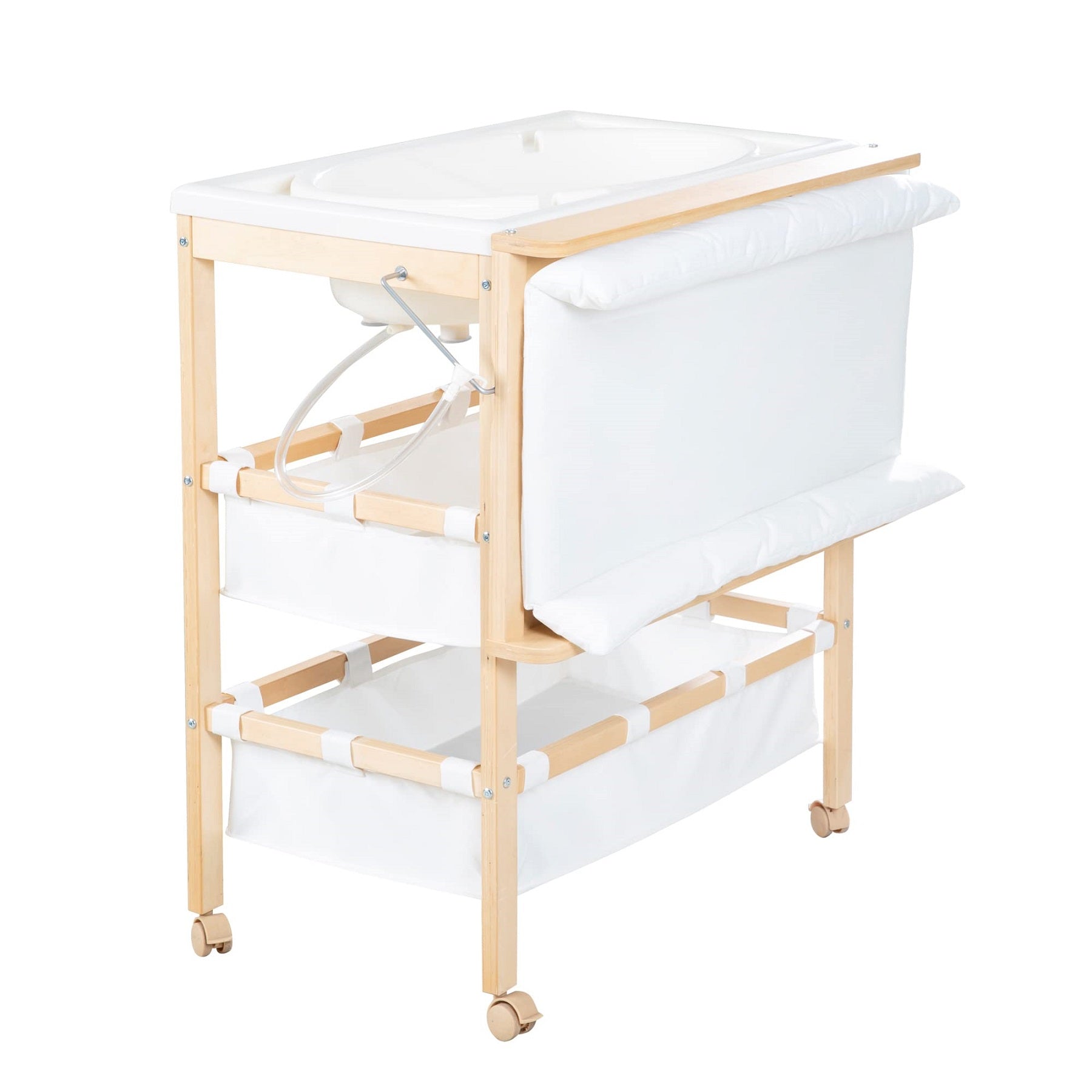 roba Table pliable bain et change 'Baby Pool' avec baignoire (Bois naturel / Tapis blanc)