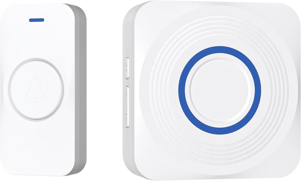 Konyks DRINGG, Sonnette connectée WiFi + RF (Bouton IP65 + Carillon intérieur), Notifications sur Smartphone, Longue portée, IP65, Blanc