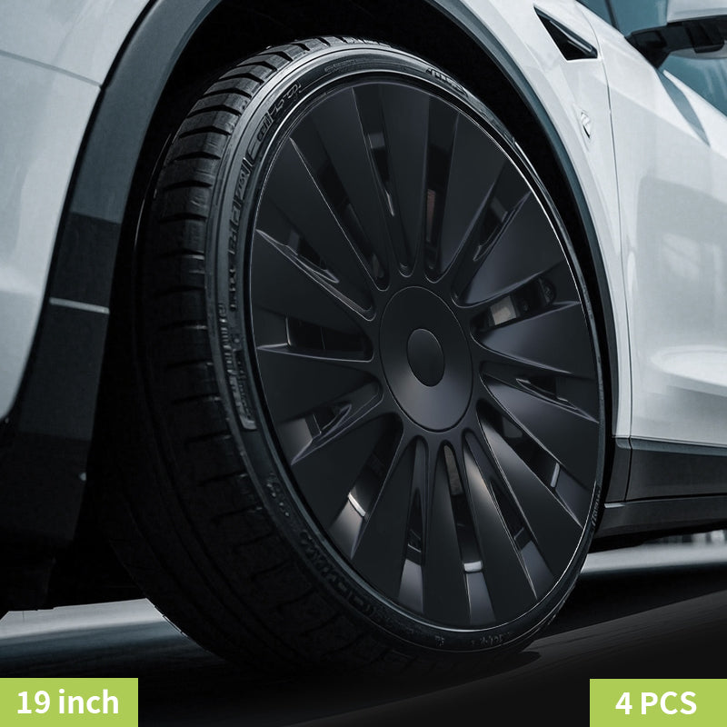 4PCS Cache Jante Premium Pour Tesla Model Y (2020-2024) 19 Pouces Cache Jantes Noir Mat Style Lame Couverture Complète Couverture Protectrice Exclusivement Pour Model Y (2020-2024)