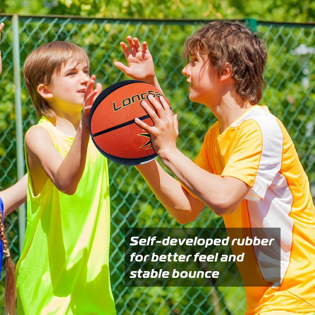 LONGSAIL Ballon de basket-ball en caoutchouc de haute qualité 27,5 po Taille 5 Noir/Marron