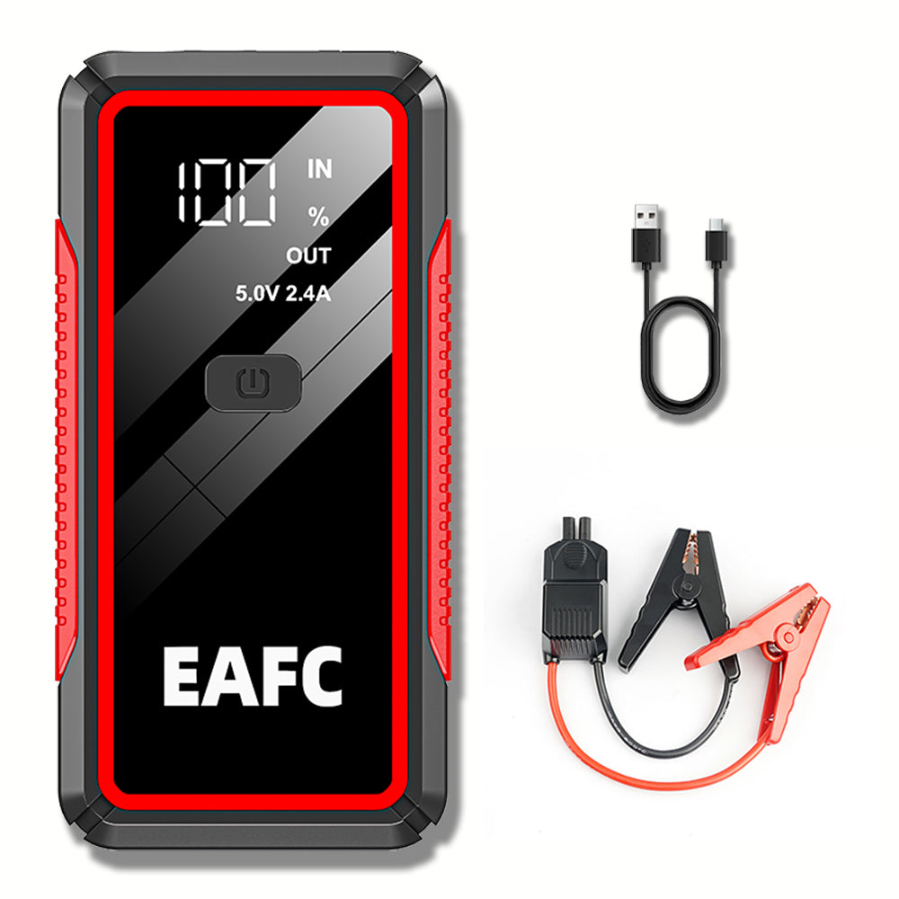 EAFC 2000A Démarreur de Voiture 12 V - 10000 mAh Batterie d'Urgence Portable avec Lampe de Poche LED, Booster de Batterie pour Véhicules Essence/Diesel avec Protection de Sécurité