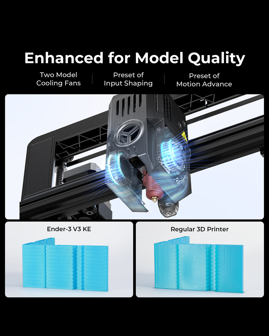 Creality Ender-3 V3 KE Imprimante 3D - Vitesse 500 mm/s, Nivellement automatique, Extrudeur direct Sprite, Température max. 300 °C, Volume d'impression 220 x 220 x 250 mm