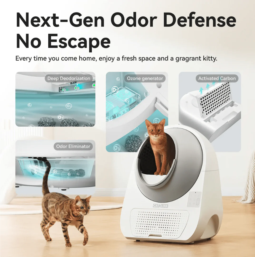 CATLINK Pro-X Bac à litière robotisé intelligent de luxe pour chat - Conception automatique autonettoyante extra large avec contrôle par application, double élimination des odeurs - Convient aux chats de 3,3~22 lb