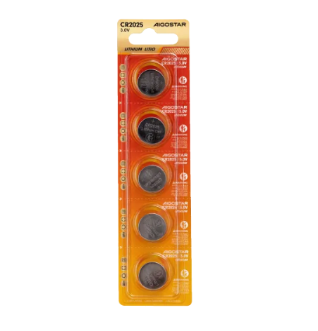 Aigostar Piles bouton CR2025 3 V - Lot de 5