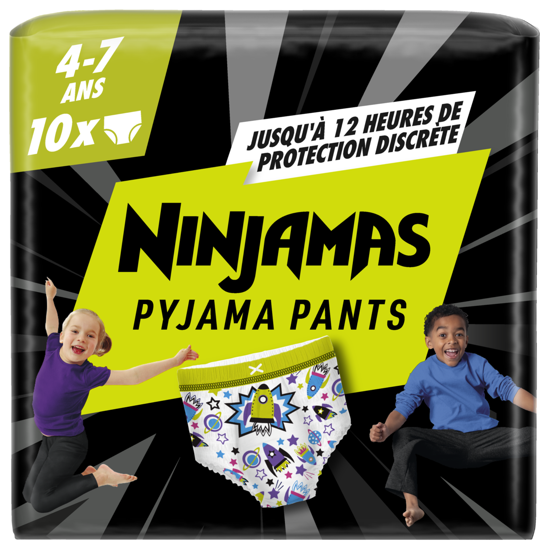 Pampers Culottes Ninjamas Fusées de nuit 4-7 ans 10 couches