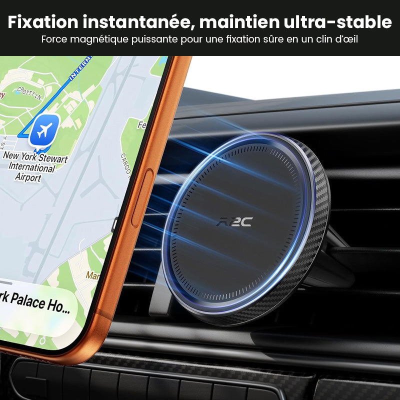 Support de téléphone de voiture magnétique sans fil pour grille d'aération A2C, compatible avec Apple et Android, EV11, Noir