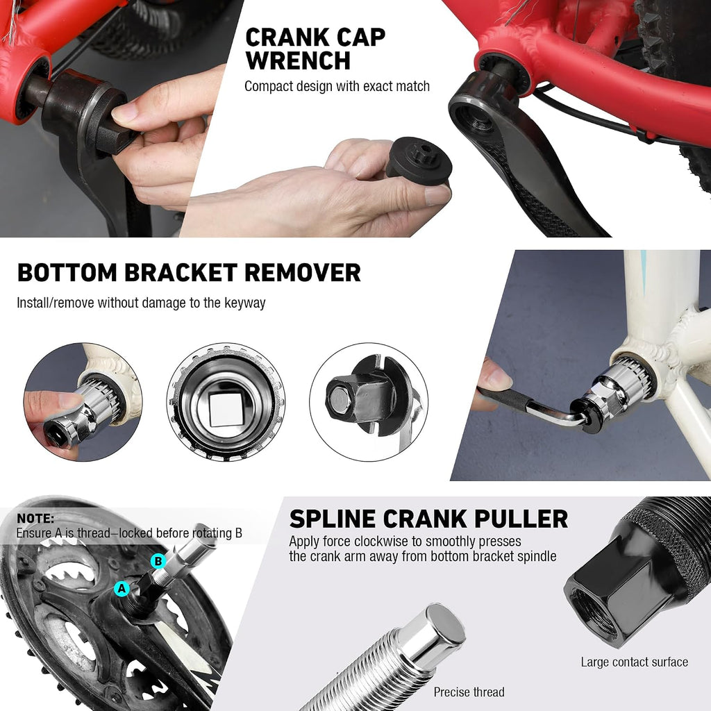 Kit de réparation de vélo 31 pièces avec mallette de rangement, kit d'entretien de vélo, outils de réparation de pneus et de chaîne, boîte à outils portable